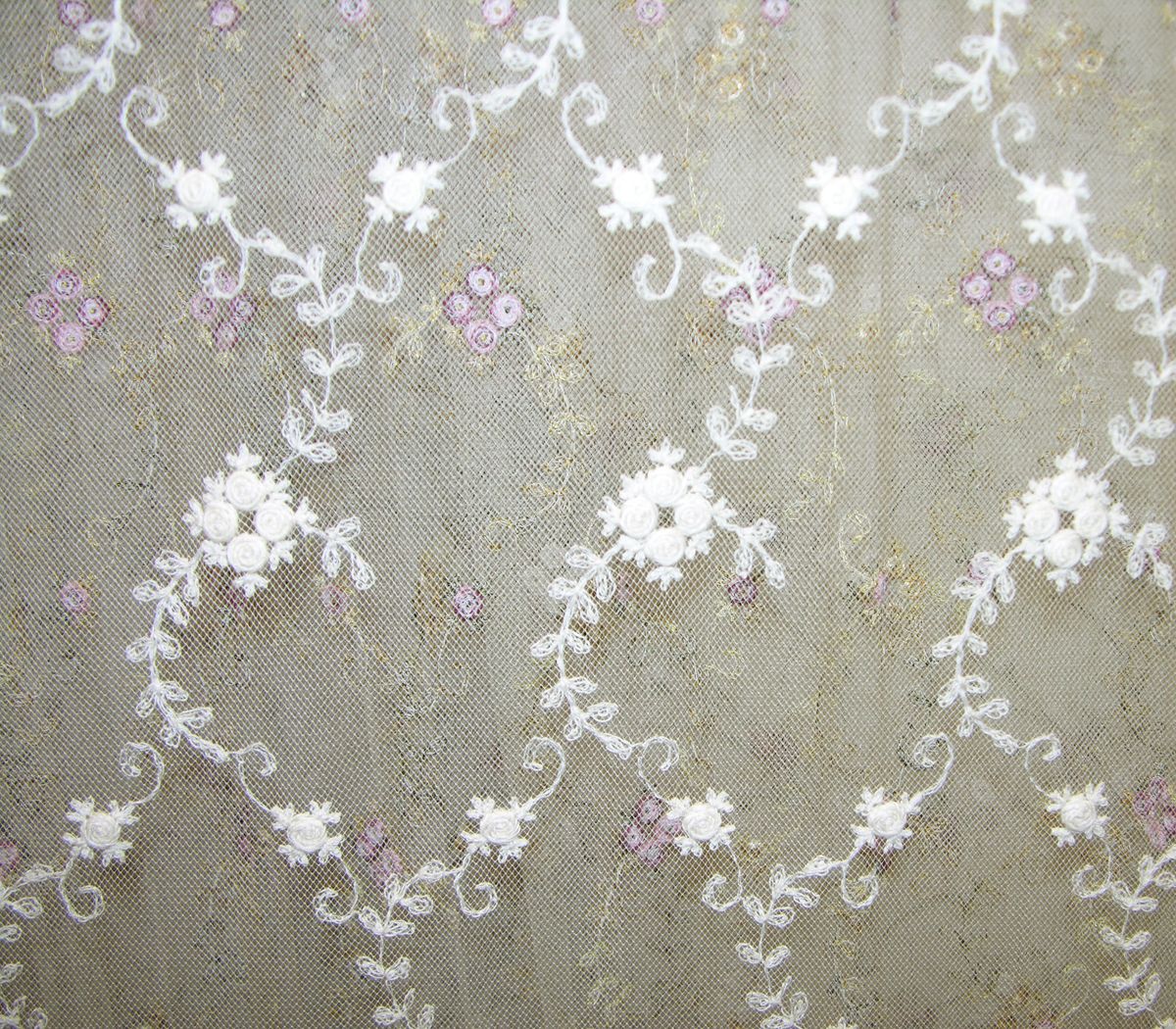 Scalamandre AU 06028075 ECRU FLORINETTE SHEER Fabric - Eade's Wallpaper