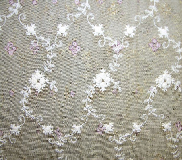 Scalamandre AU 06028075 ECRU FLORINETTE SHEER Fabric - Eade's Wallpaper