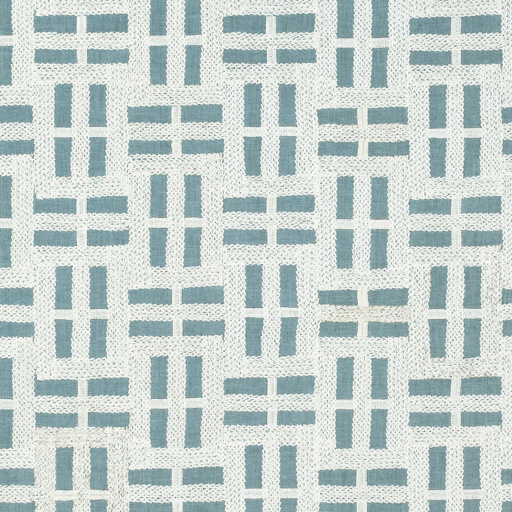 Anna French AW73003 LOCK EMBROIDERY Aqua Fabric