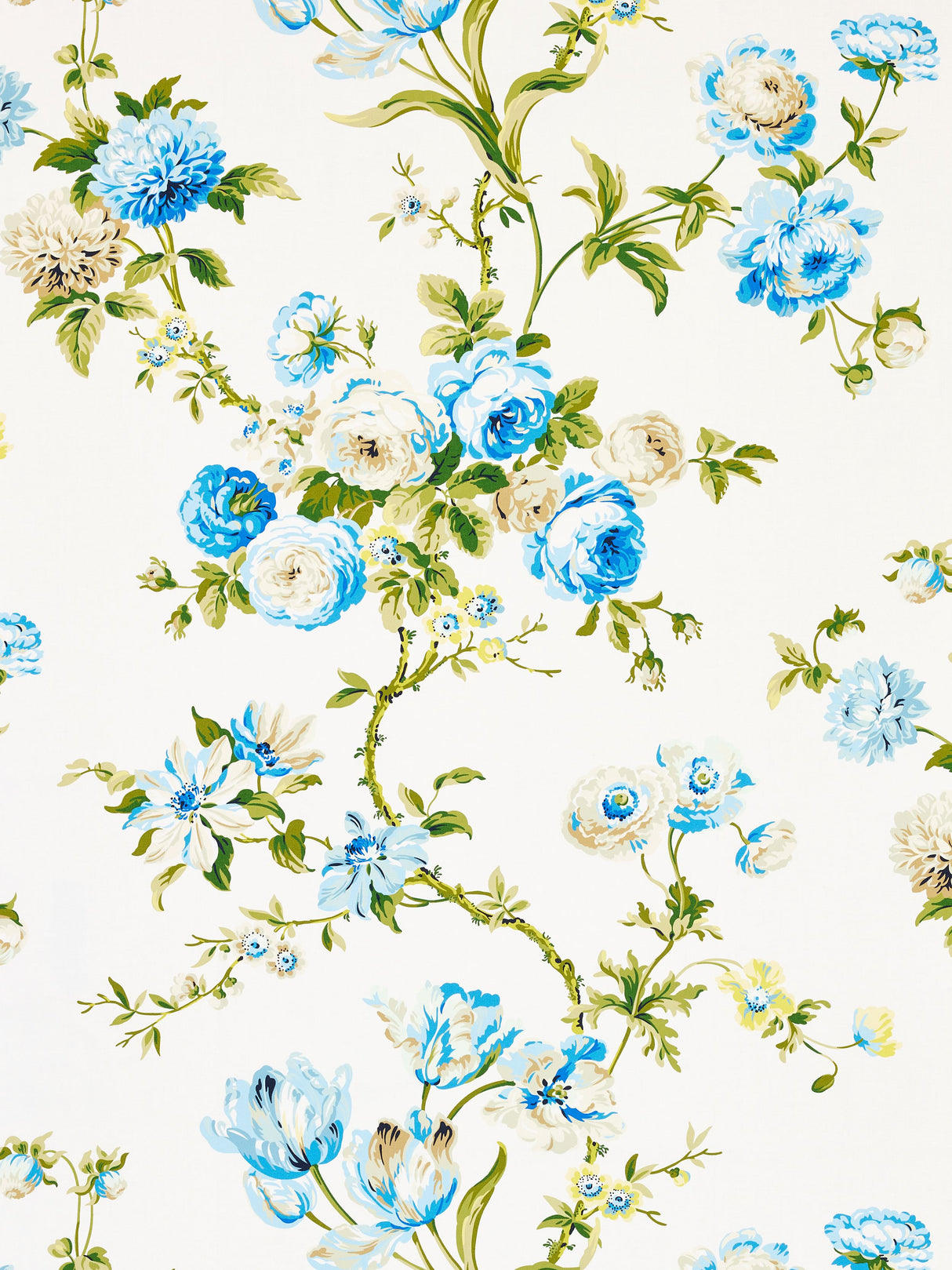 Scalamandre B0 00033506 PORCELAIN BLUE BOTANICAL GARDEN Fabric - Eade's Wallpaper