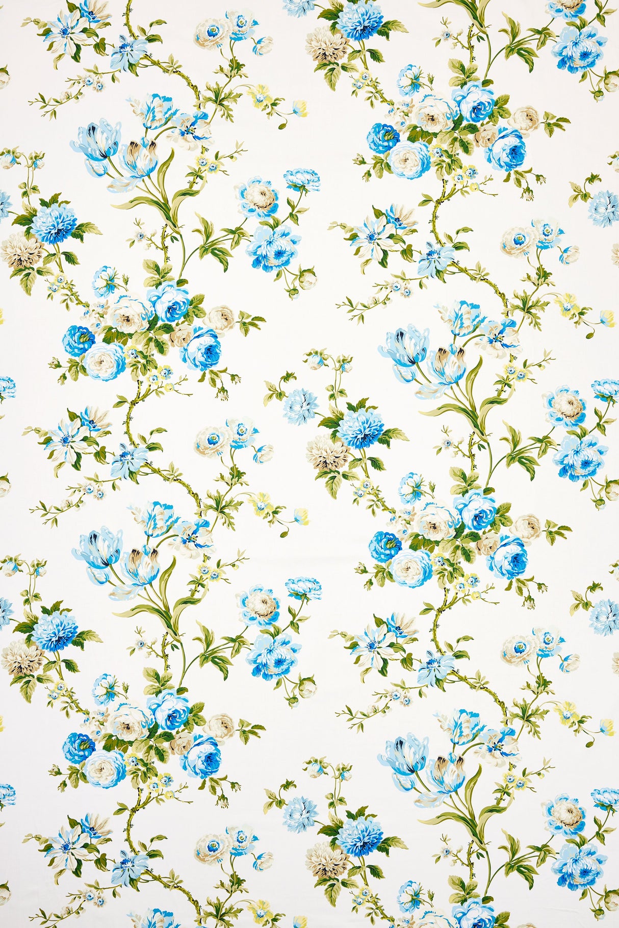Scalamandre B0 00033506 PORCELAIN BLUE BOTANICAL GARDEN Fabric - Eade's Wallpaper