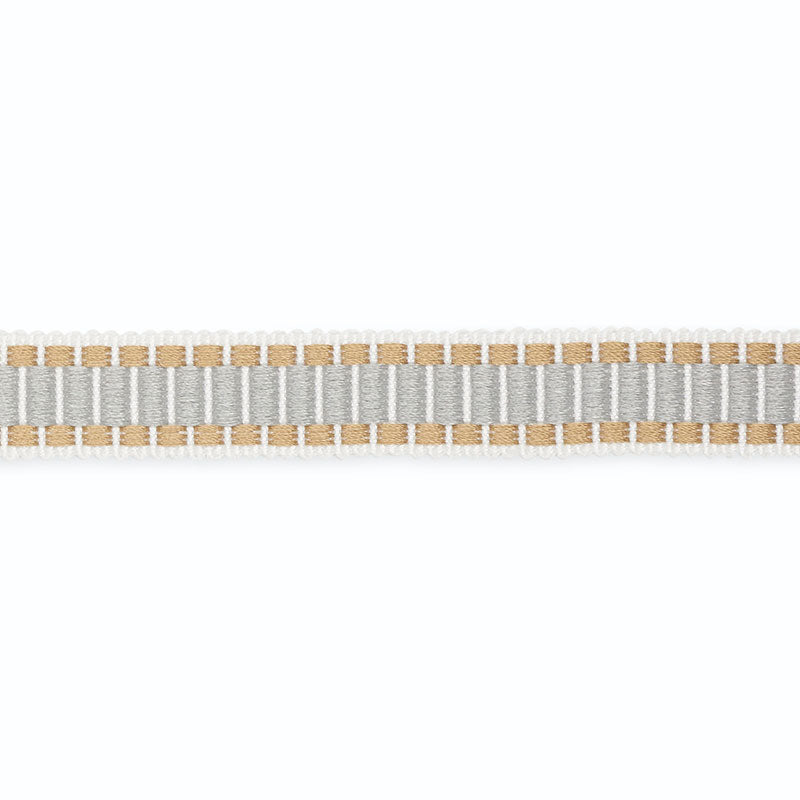 Schumacher B130-3 DEVON BRAID in WHITE/MOONSTONE/FOG Trim -