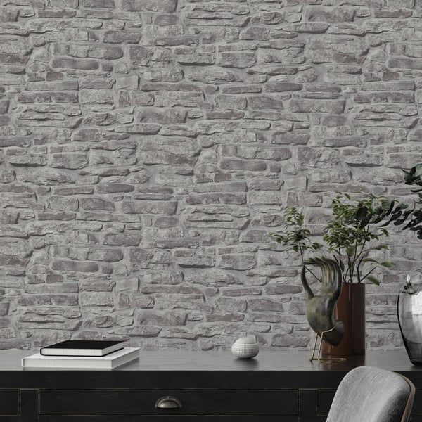 Galerie BB51125 Grey Stone Symphony Motif - Eade's Wallpaper