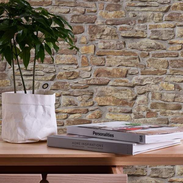 Galerie BB51127 Beige Brown Stone Symphony Motif - Eade's Wallpaper