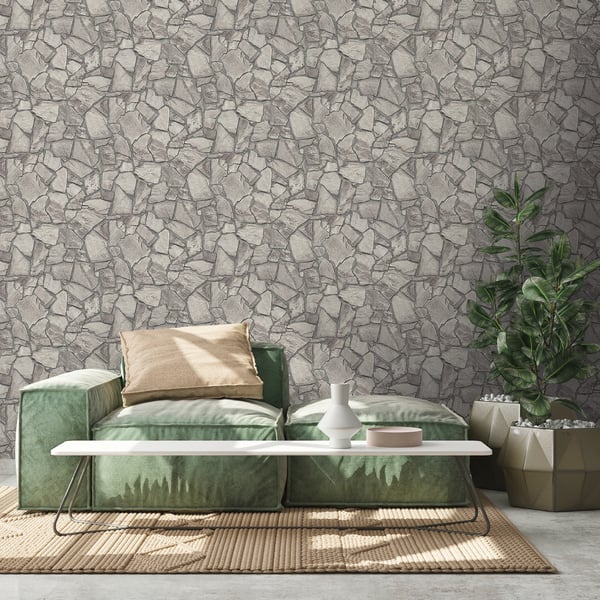 Galerie BB51140 Grey Petrified Paradise Motif - Eade's Wallpaper