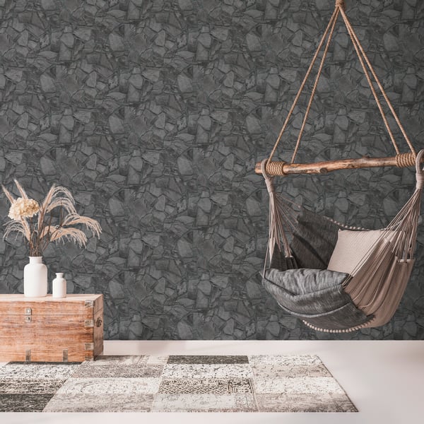 Galerie BB51141 Grey Black Petrified Paradise Motif - Eade's Wallpaper