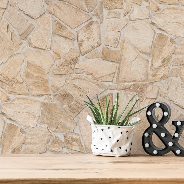 Galerie BB51144 Beige Cream Claystone Cottage Motif - Eade's Wallpaper