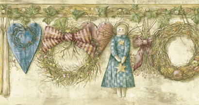 Chesapeake BBC20071B Mazy Blue Hearts Dolls Portrait Border