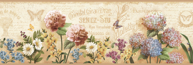 Chesapeake BBC44521B Poste Cream Springtime Trail Border