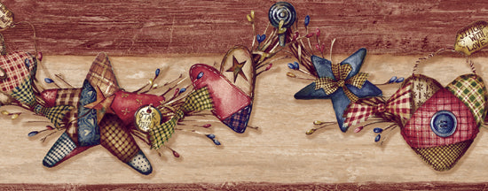 Chesapeake BBC44572B Gertrude Red Homespun Swag Trail Border