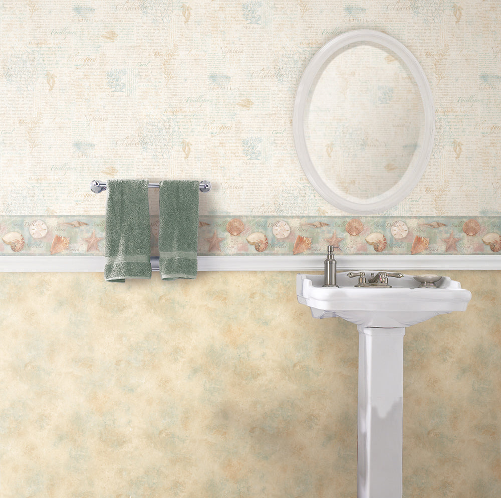 Chesapeake BBC46051B Quinten Blue Seashells Toss Border