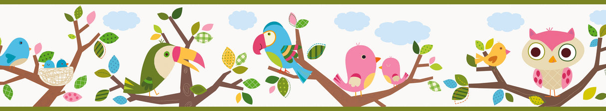 Chesapeake BBC46362B Island Beat Green Forest Friends Scroll Border