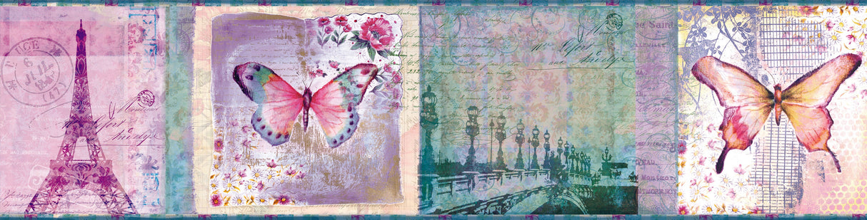 Chesapeake BBC46402B Worldly Purple Bon Voyage Butterflies Border