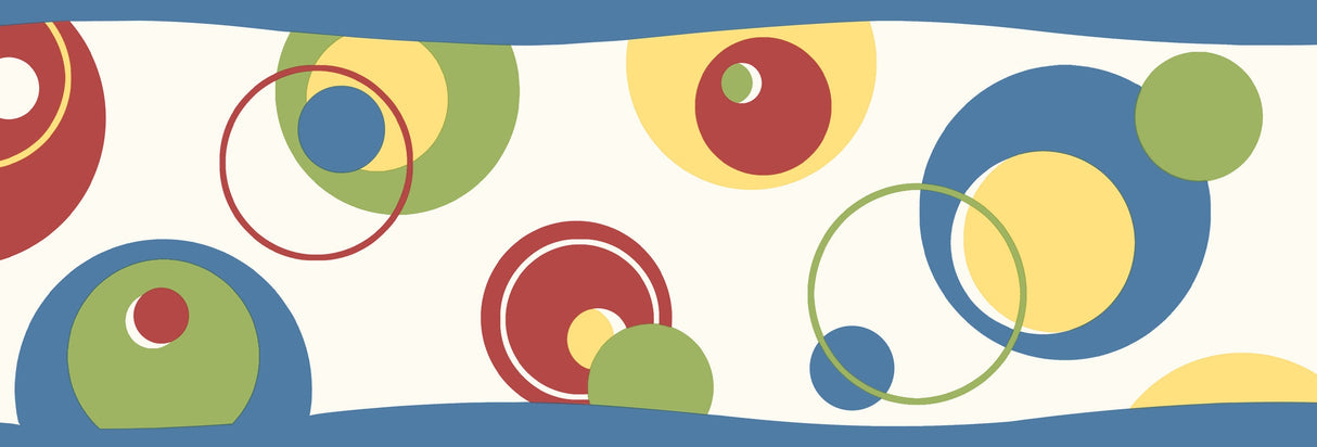 Chesapeake BBC46433B Wobbles Blue Geometric Toss Border