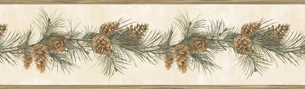 Chesapeake BBC48402B Fleming Cream Pine Boughs Trail Border