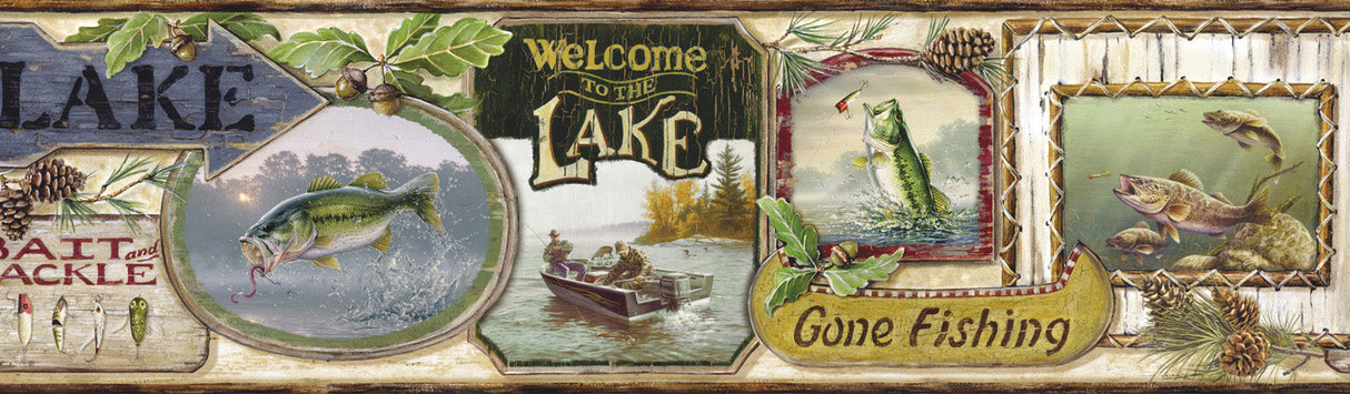 Chesapeake BBC48442B Skippy Cream Fishing Signs Portrait Border