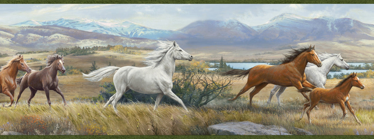 Chesapeake BBC48481B Sally Blue Wild Horses Portrait Border