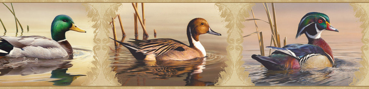 Chesapeake BBC48521B Winning Cream Waterfowl Portrait Blocks Border