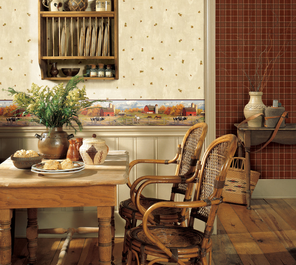 Chesapeake BBC49451 Welling Cream Maple Toss Wallpaper Wallpaper