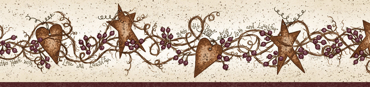 Chesapeake BBC65171B Sassafras Red Curly Stars Trail Border