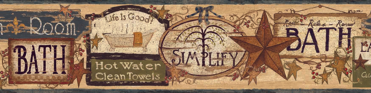 Chesapeake BBC65343B Latrine Blue Good Life Signs Border