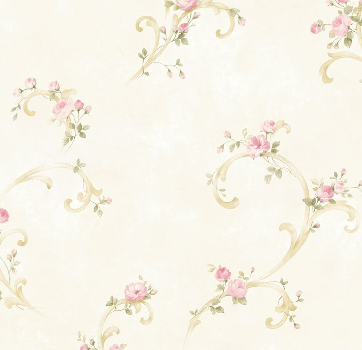Chesapeake BBC77761 Betty Pink Tearose Acanthus Trail Wallpaper Wallpaper