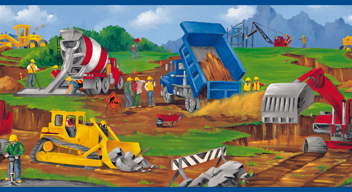 Chesapeake BBC83161B Berry Blue Construction Site Portrait Border