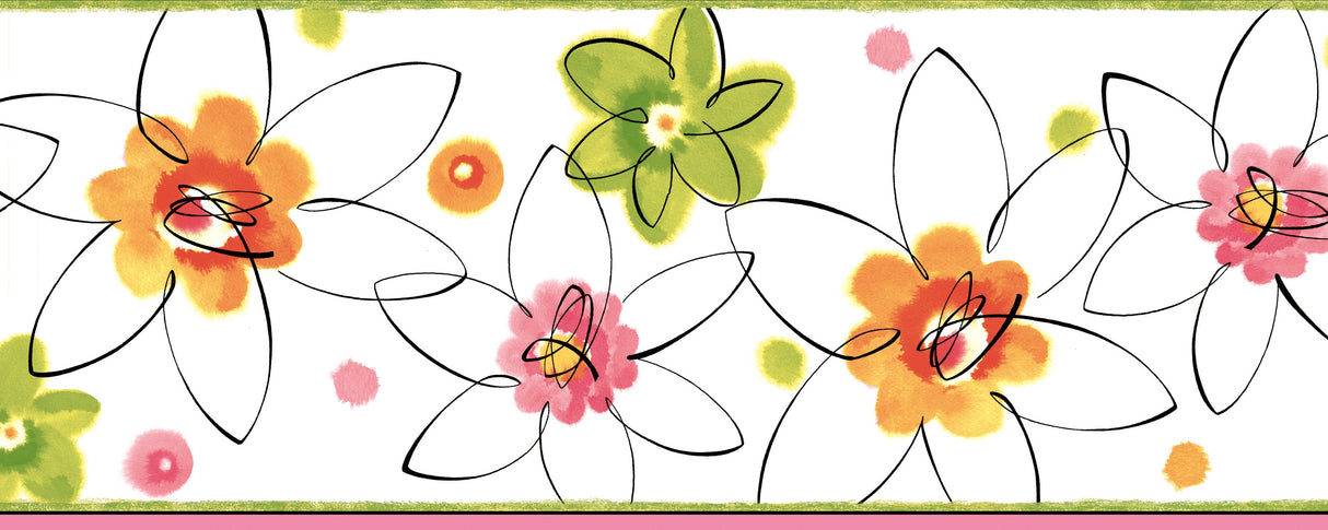 Chesapeake BBC94031B Butterbean Pink Crazy Daisies Toss Border