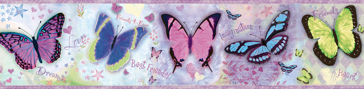Chesapeake BBC94062B Kingston Purple Bff Butterflies Toss Border