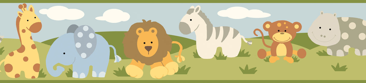 Chesapeake BBC94182B Simba Green Jungle Safari Cartoons Border