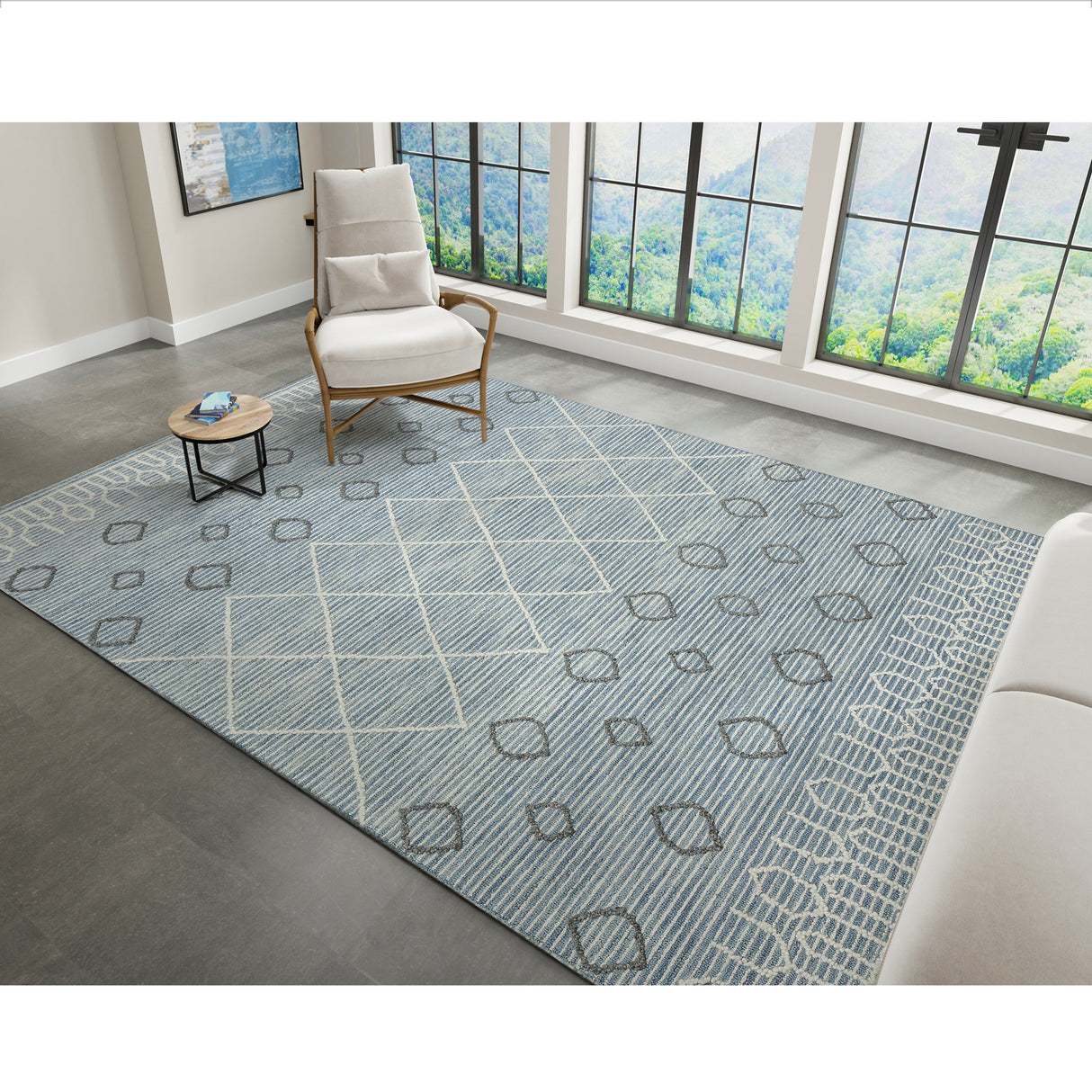 Amer Rugs BER-1 Berlin Farmhouse Geometric /White Area Rug