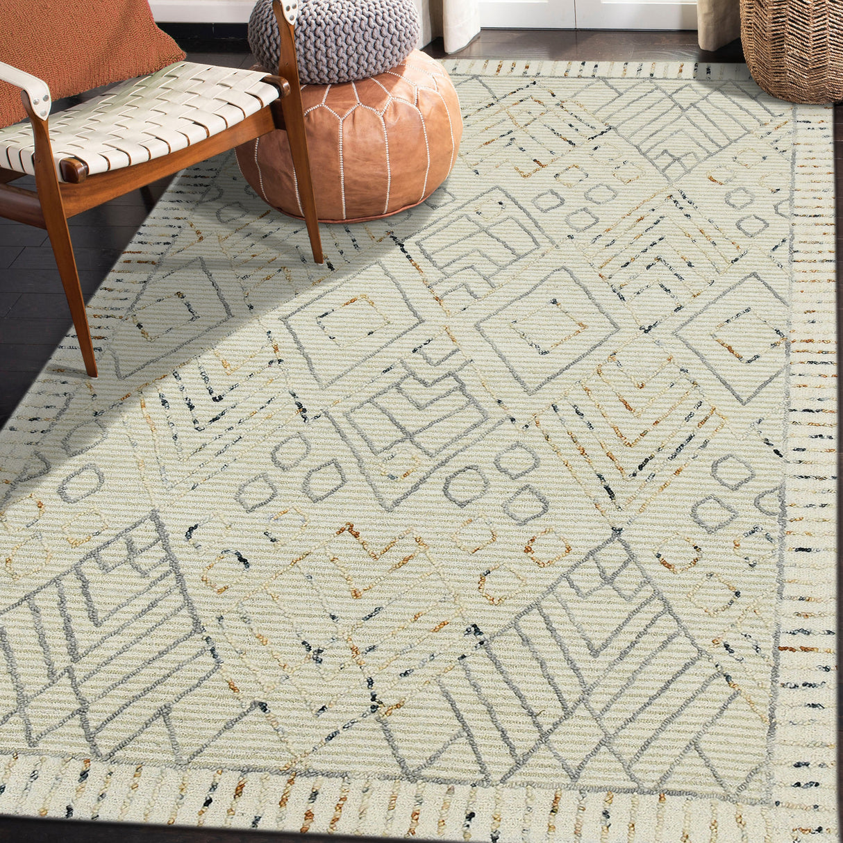 Amer Rugs BER-3 Berlin Farmhouse Geometric Area Rug