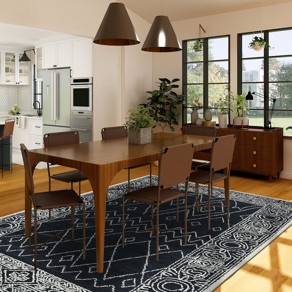 Amer Rugs BER-6 Berlin Farmhouse Geometric /White Area Rug