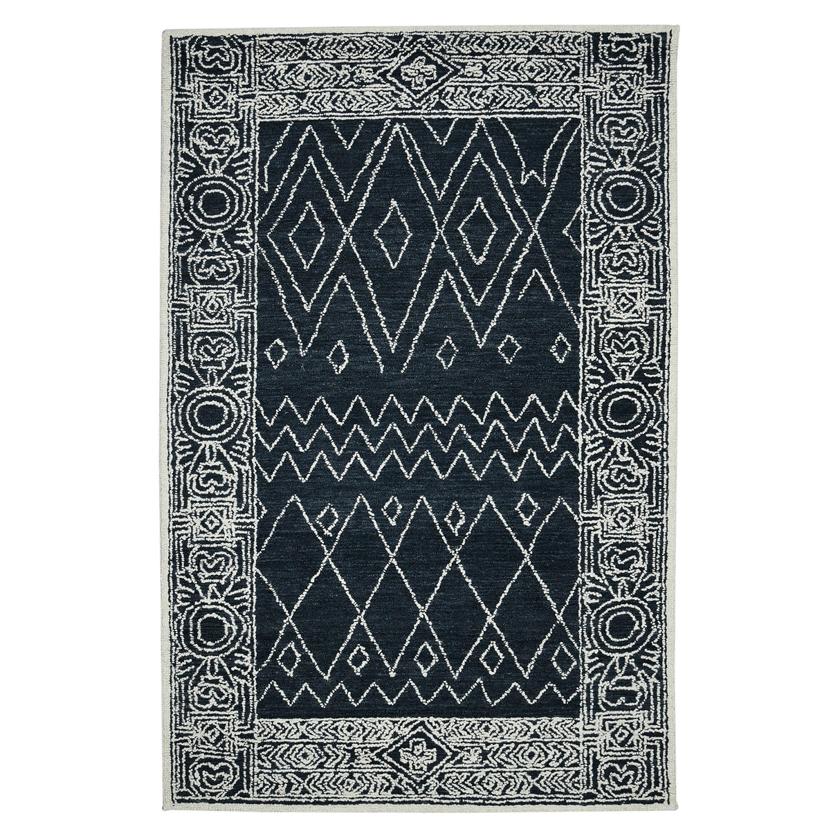 Amer Rugs BER-6 Berlin Farmhouse Geometric /White Area Rug