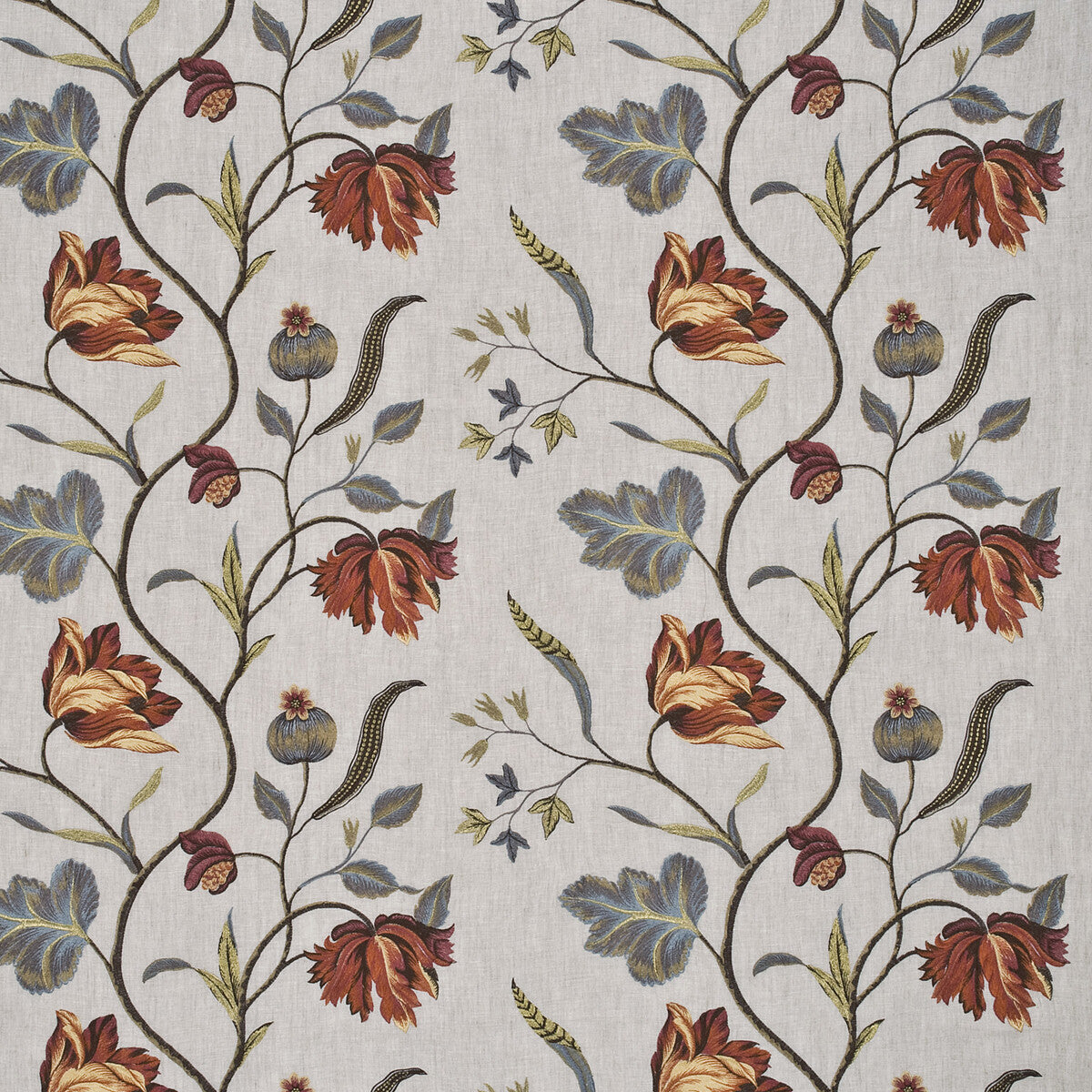 G P & J BAKER BF10345.2.0 TULIP TREE LINEN PIMENTO Fabric - Eade's Wallpaper