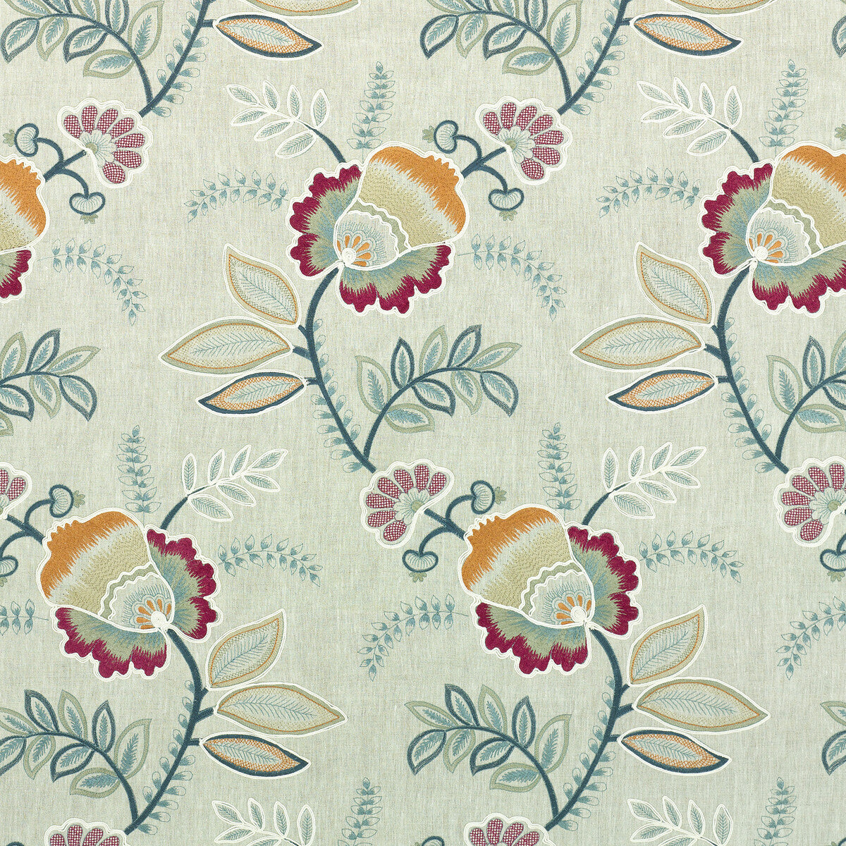 G P & J BAKER BF10504.3.0 SOMERFORD LINEN/MULTI Fabric - Eade's Wallpaper
