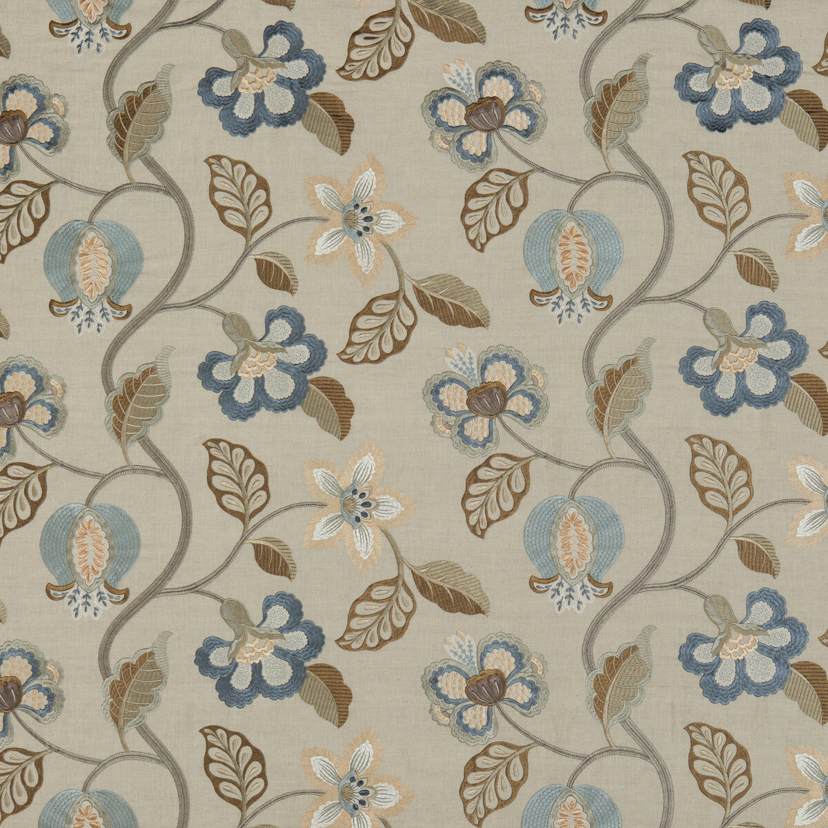 G P & J BAKER BF10532.1.0 ELVASTON INDIGO Fabric - Eade's Wallpaper