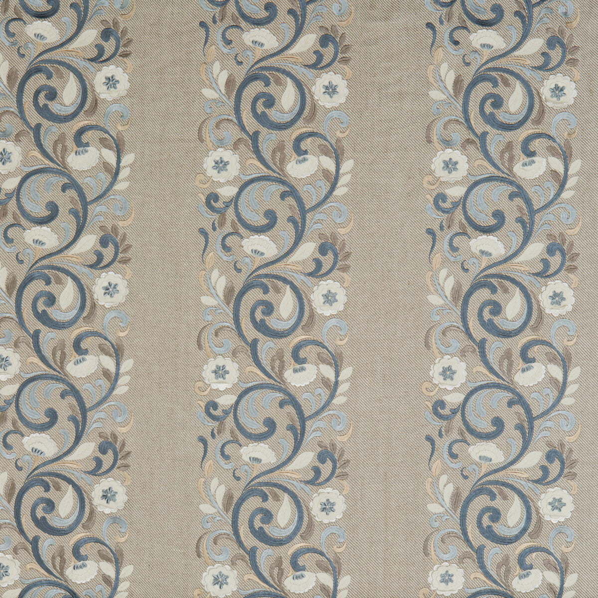 G P & J BAKER BF10538.1.0 LANGDALE INDIGO/SLATE Fabric - Eade's Wallpaper