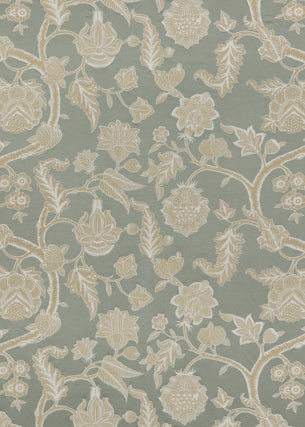 G P & J BAKER BF10586.725.0 KELWAY AQUA/STONE Fabric - Eade's Wallpaper