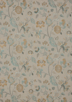 G P & J BAKER BF10589.2.0 DRYDEN AQUA/BRONZE Fabric - Eade's Wallpaper