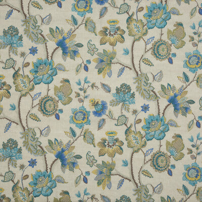 G P & J BAKER BF10589.3.0 DRYDEN TEAL/GILT Fabric - Eade's Wallpaper