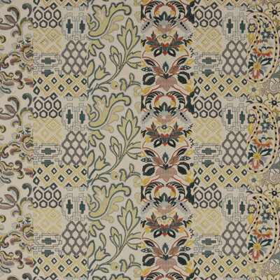 G P & J BAKER BF10650.2.0 QUEEN'S SAMPLER AMBER/EMERALD Fabric - Eade's Wallpaper