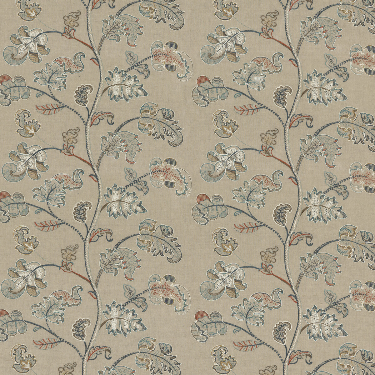 G P & J BAKER BF10769.2.0 ALDERWOOD TEAL Fabric - Eade's Wallpaper