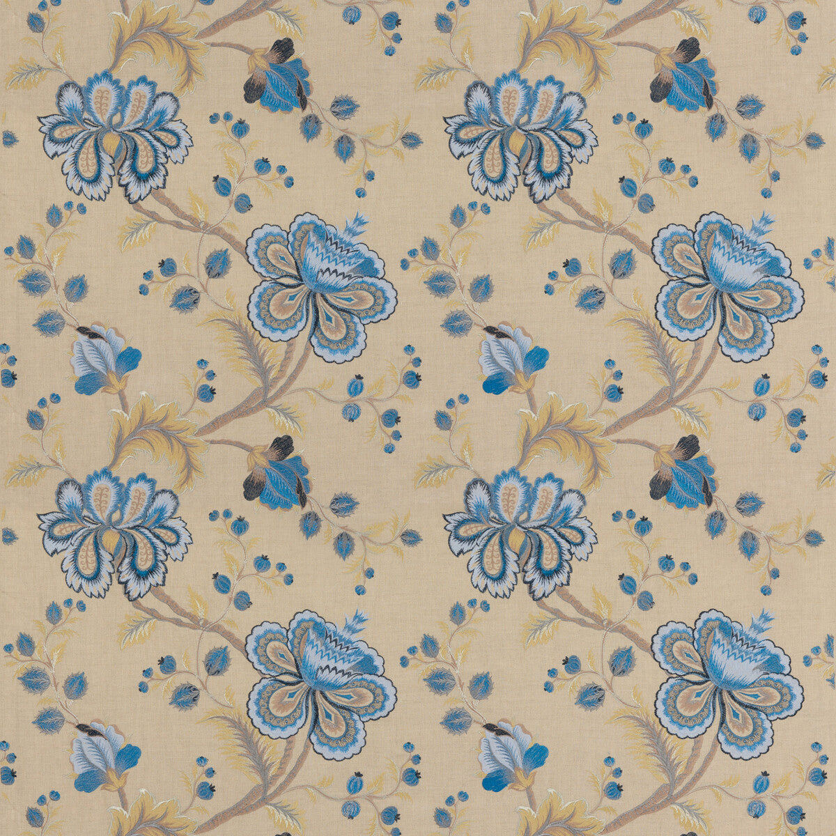 G P & J BAKER BF10791.1.0 ELVINGTON INDIGO Fabric - Eade's Wallpaper