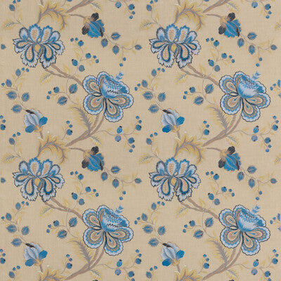 G P & J BAKER BF10791.1.0 ELVINGTON INDIGO Fabric - Eade's Wallpaper