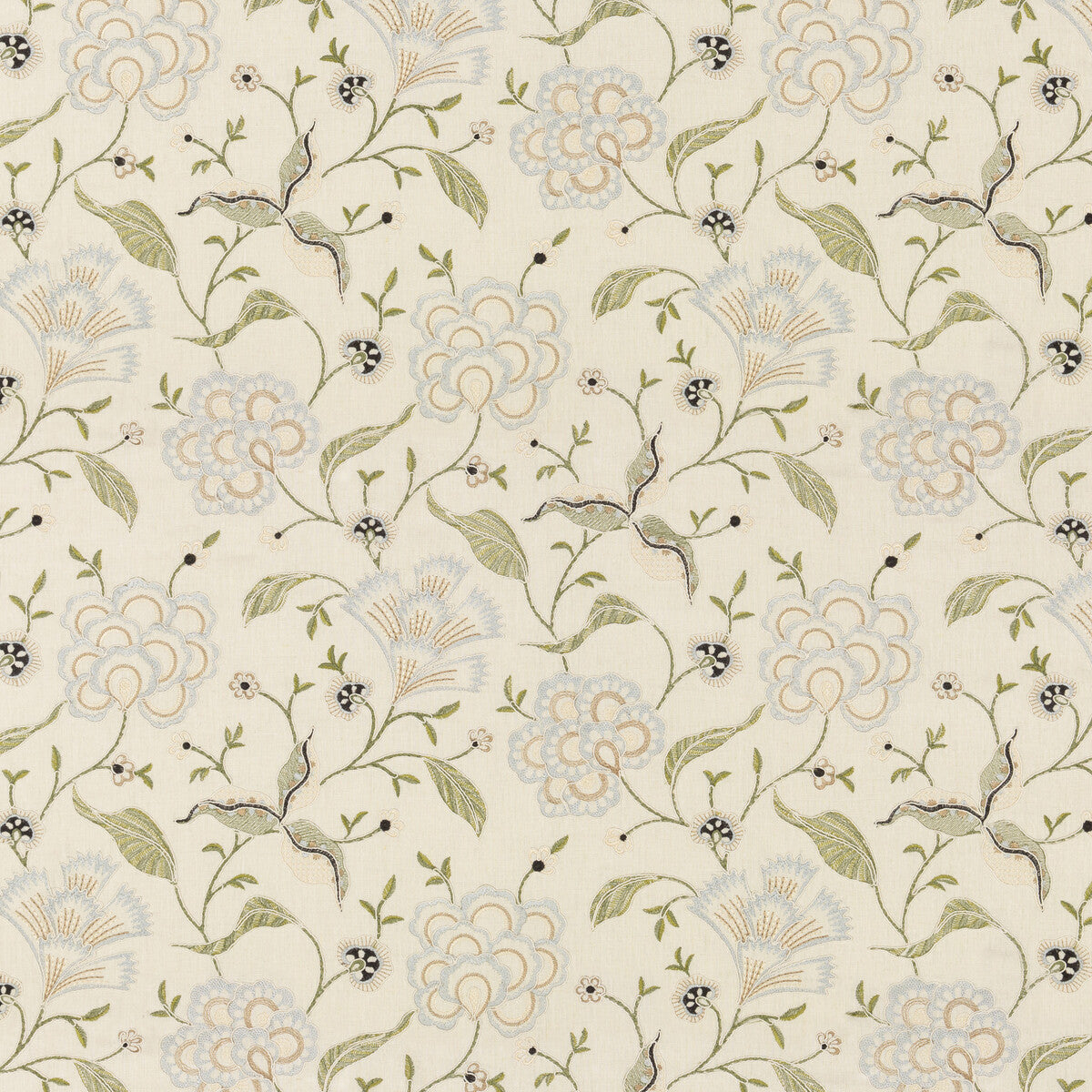 G P & J BAKER BF10798.1.0 LAMORNA EMBROIDERY LINEN Fabric - Eade's Wallpaper