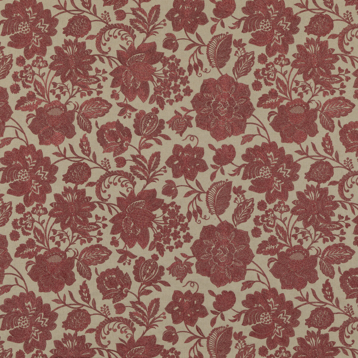 G P & J BAKER BF10918.2.0 BERWICK RED Fabric - Eade's Wallpaper