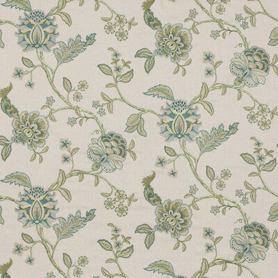 G P & J BAKER BF10937.2.0 SUDBURY TEAL Fabric - Eade's Wallpaper