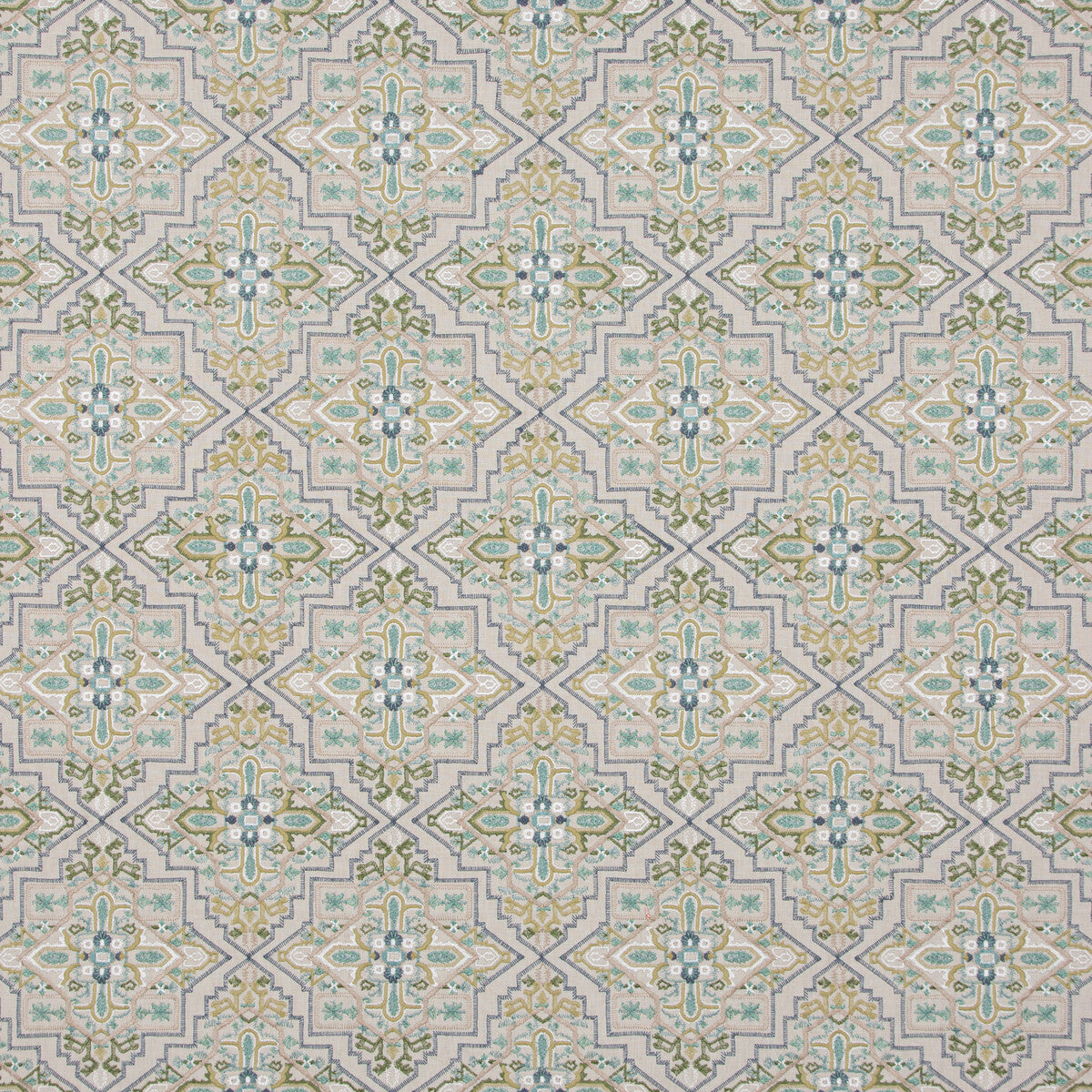 G P & J BAKER BF10940.1.0 BENAKI AQUA Fabric - Eade's Wallpaper