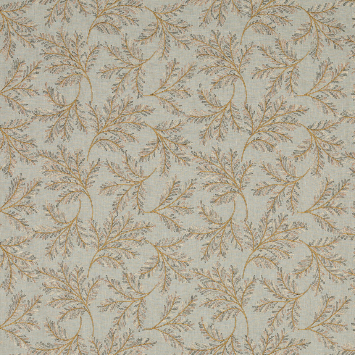 G P & J BAKER BF10945.715.0 CHELSEA FERN AQUA/BRONZE Fabric - Eade's Wallpaper